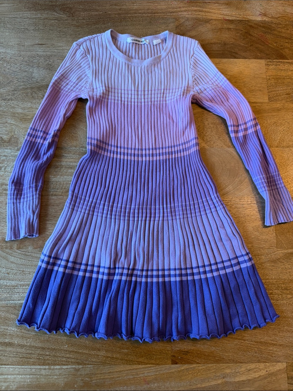 Country Road Lavender to Deep Purple Ombre Ribbed Knit Dress